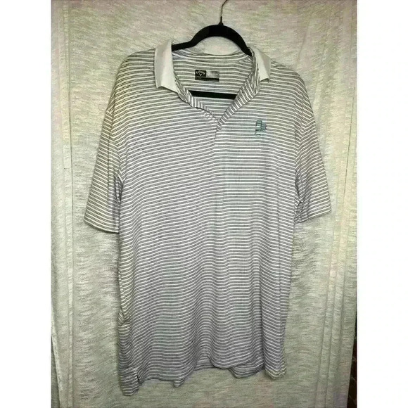 Callaway Polo Mens L White Striped OptiDri Performance Shirt Golf Logo - Picture 1 of 15